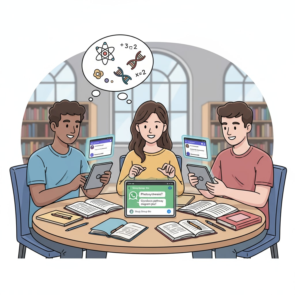 Students discussing study topics using Discord and WhatsApp