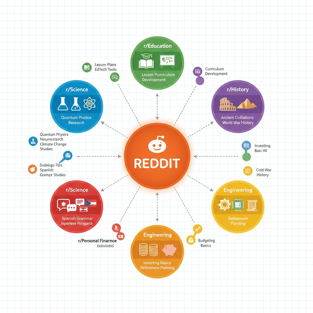 Navigating educational subreddits on Reddit to access diverse resources.