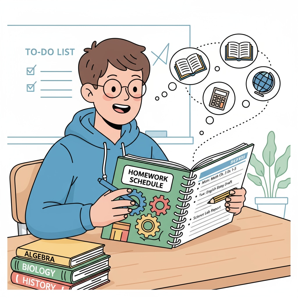 A student using a planner to schedule homework tasks Student practicing time management while dealing with homework, related to the educational debate