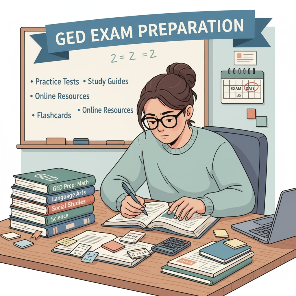 A student studying for GED exams to further their education and potentially benefit their modeling career