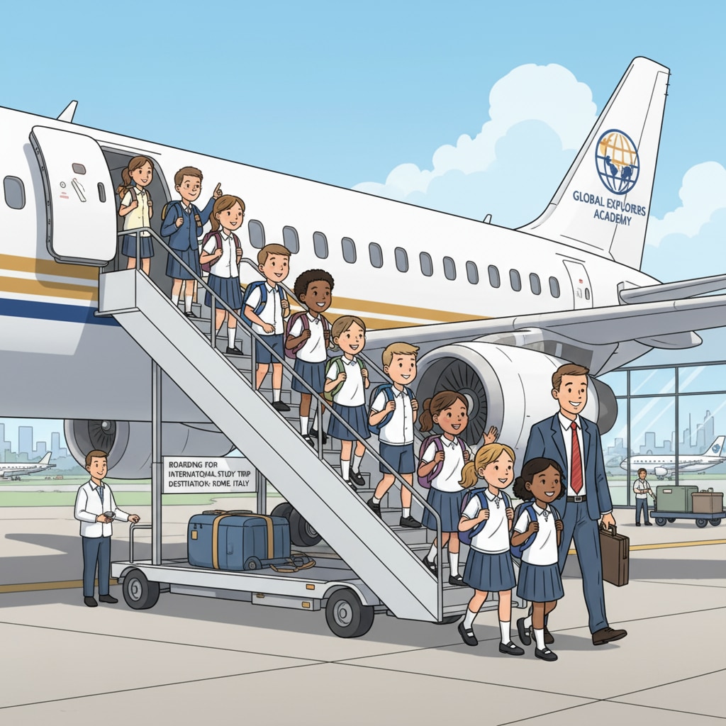 K12 students starting an overseas trip with a tour company