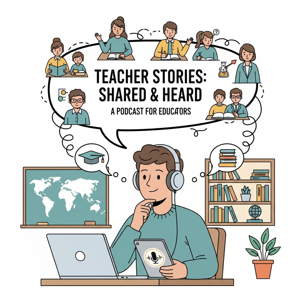 A person listening to a podcast about teachers, associated with teachers, podcasts, and influence.