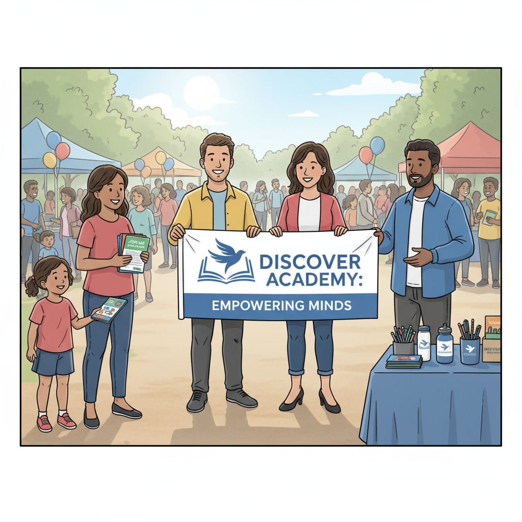 Charter school staff engaged in community recruitment promotion