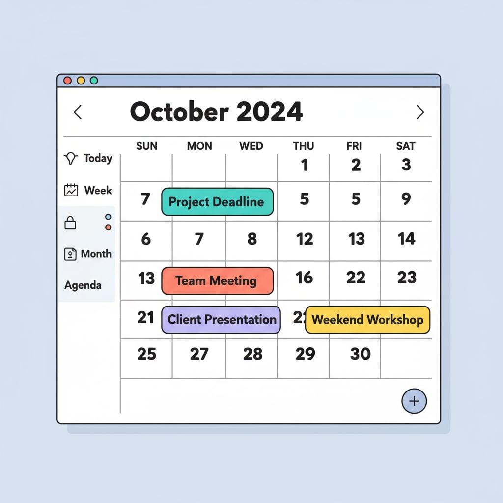 A digital calendar app interface demonstrating features for cultivating K12 students' organizational skills