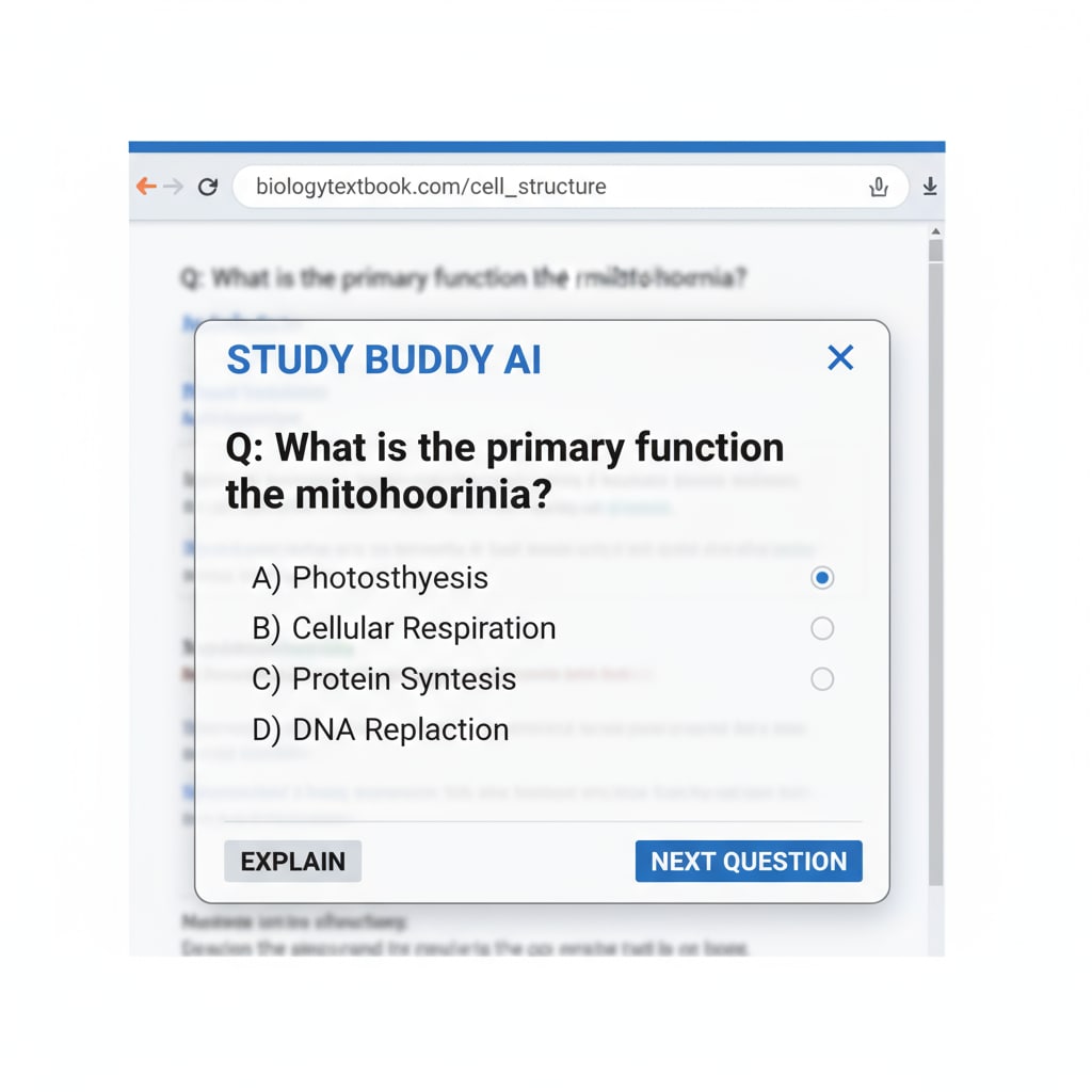 Screenshot demonstrating how the browser extension, a key learning tool, helps maintain attention during study
