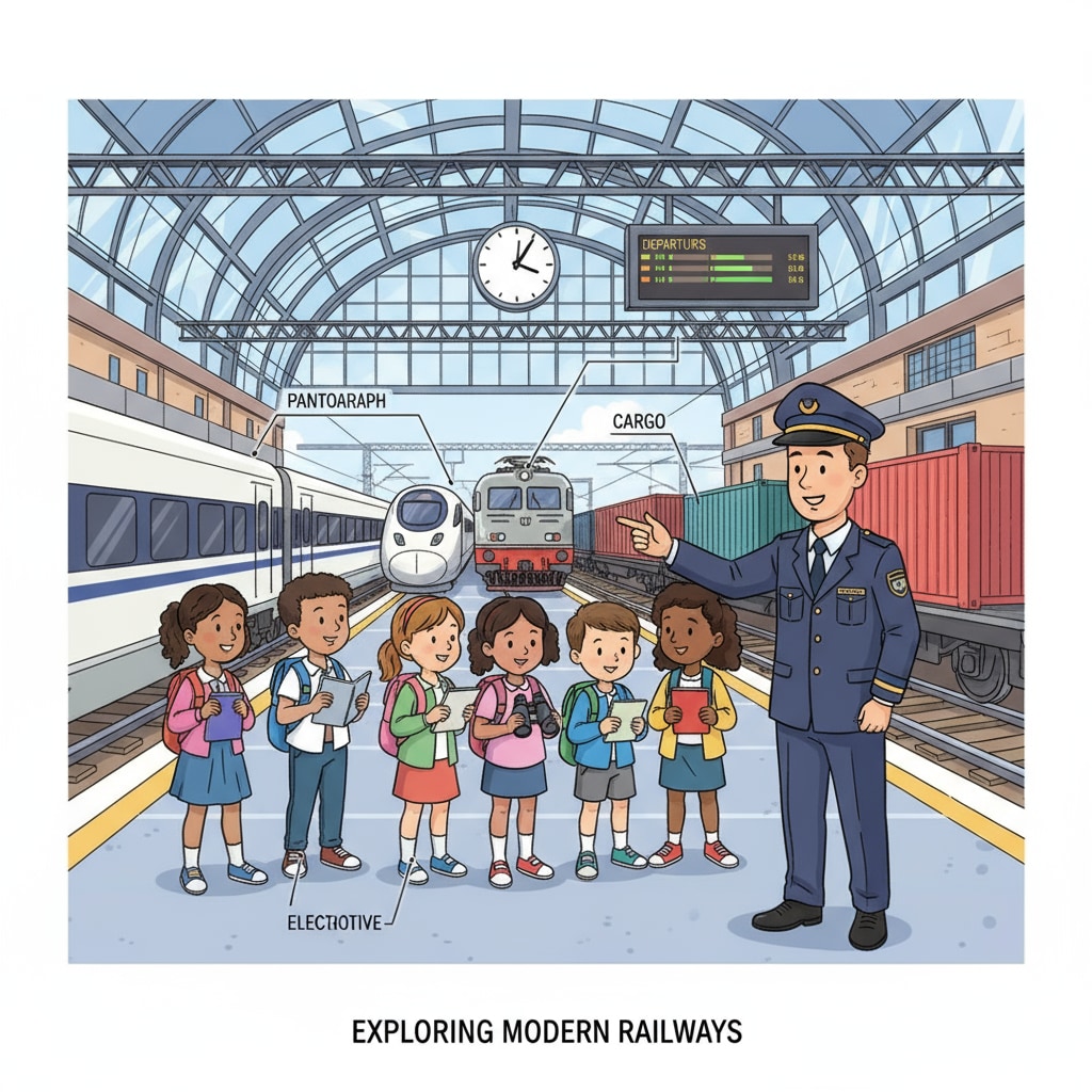 K12 students exploring the railway industry during a field trip as part of their preparation for future transportation and rail master's programs