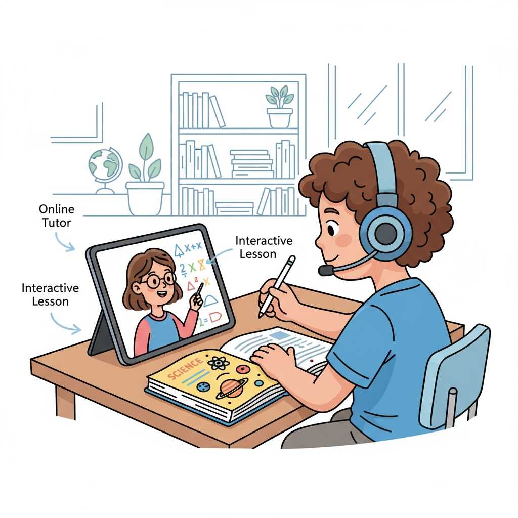 Child in an online tutoring session