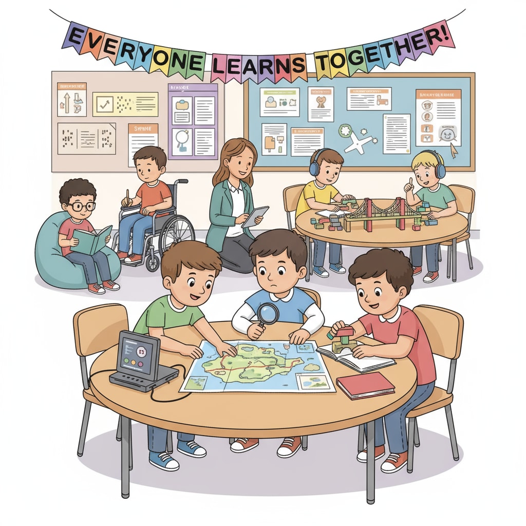 Classroom scene promoting inclusive education for neurodiverse students