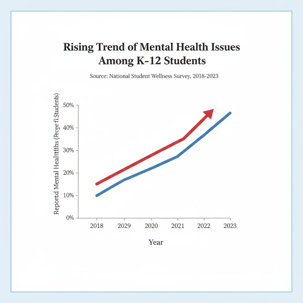 Graph showing the increasing prevalence of mental health issues among K12 students