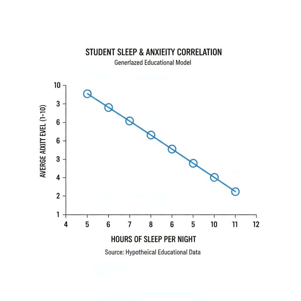 Graph depicting the relationship between sleep and anxiety in K12 students