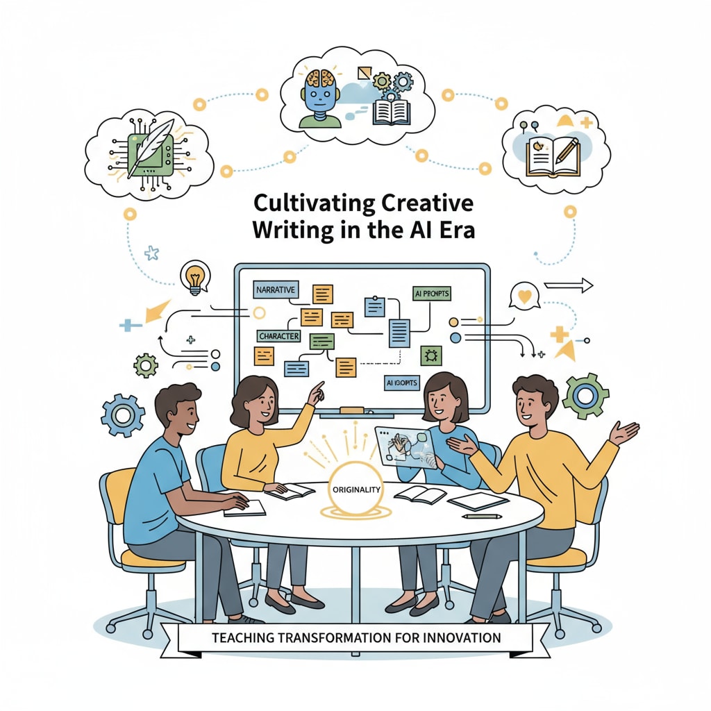 Students brainstorming for creative writing skills development in the AI era