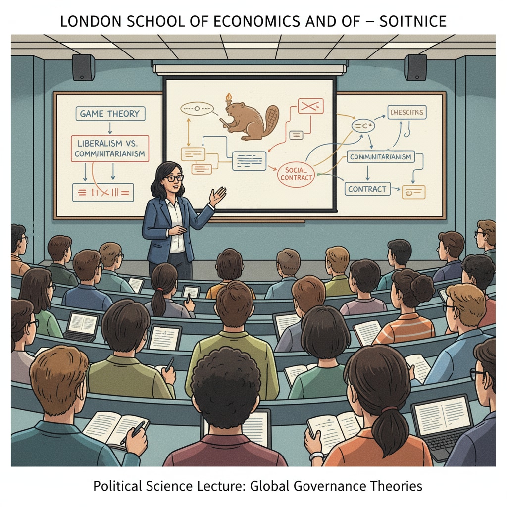 Students attending a lecture at the London School of Economics and Political Science