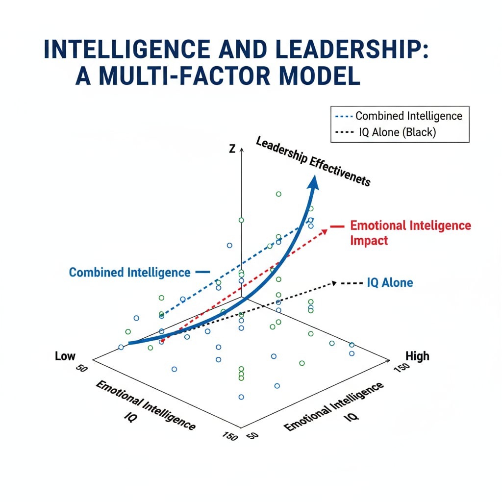 Graph depicting the relationship between General Motors' IQ research, emotional intelligence, and leadership effectiveness