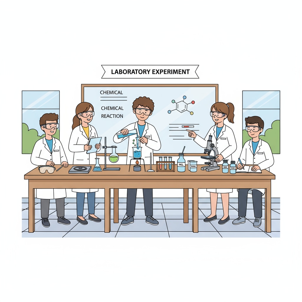 High school students doing a science experiment for STEM extracurricular related to college application