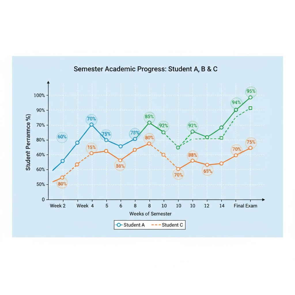 Graph of student performance data for data analysis learning