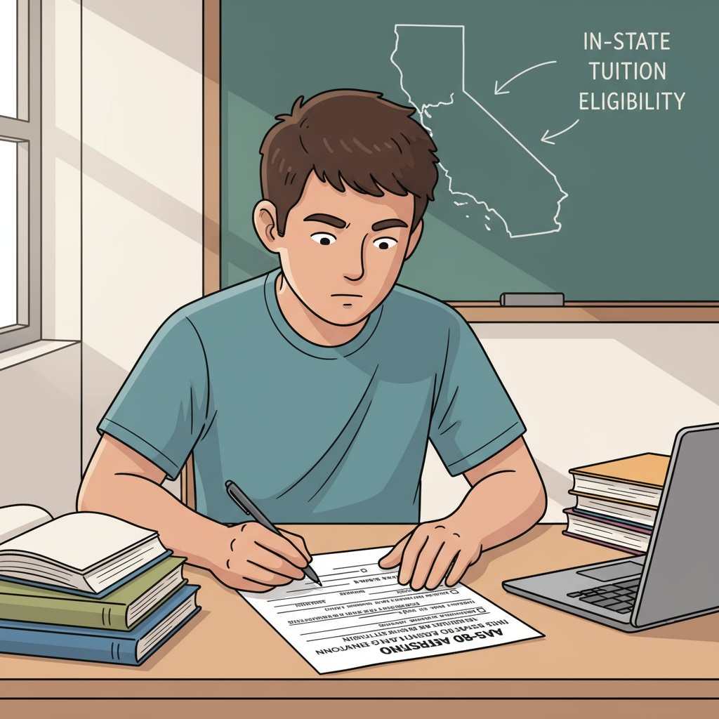 A student filling out the AB-540 form for in-state tuition eligibility appeal