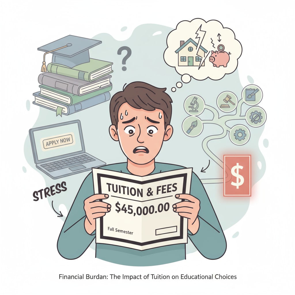 Student worried about high tuition fees while considering educational choices