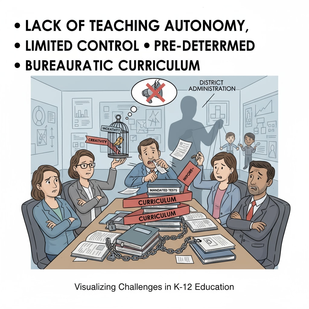 Frustrated K12 teachers discussing limited teaching autonomy