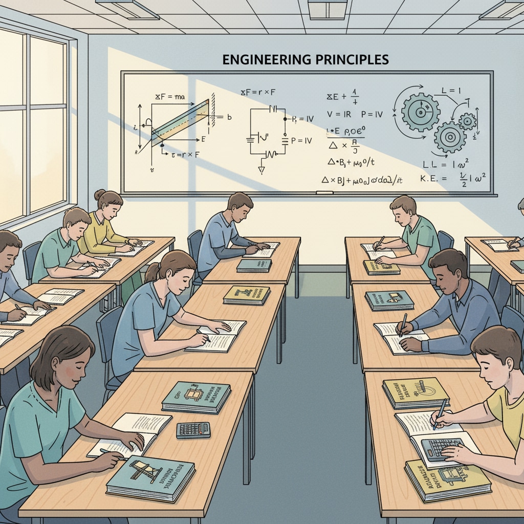 Students studying engineering, a major related to math and physics abilities and future career prospects