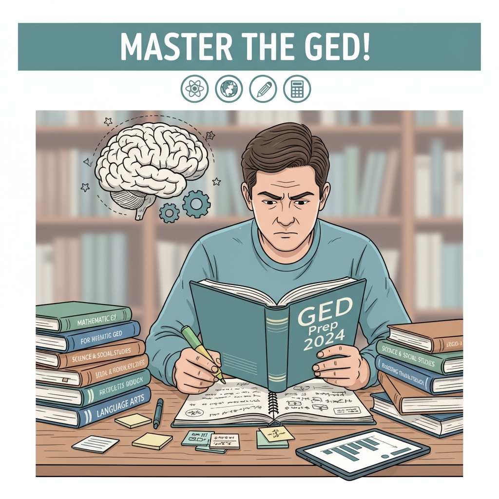 Student studying for the GED test amidst high school dropout considerations and community college aspirations