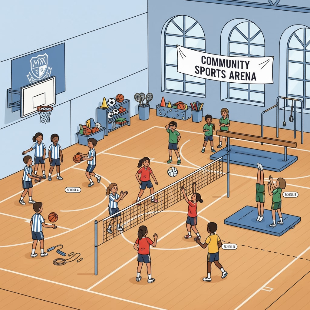 Students from public and charter schools using shared sports facilities in the context of school choice, sports facilities, and public school competition
