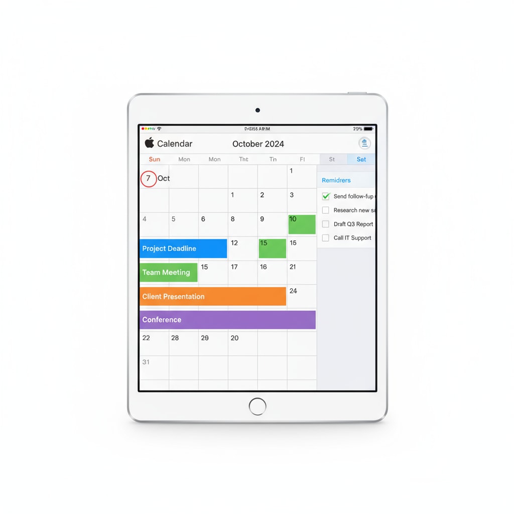 Apple Calendar interface for K12 students to enhance organization