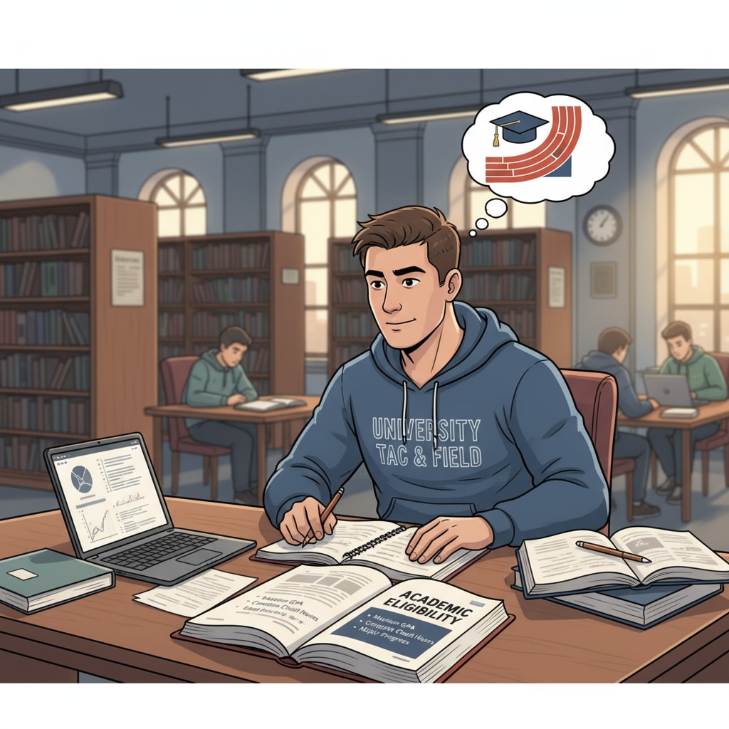 A student-athlete fulfilling academic requirements in a university library setting