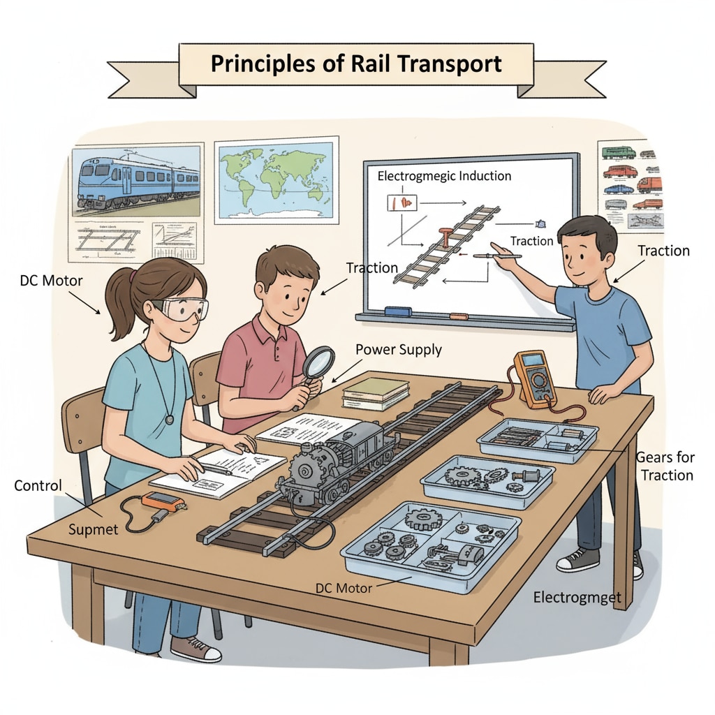 Students conducting an experiment on a model railway track to learn about rail engineering for potential master's programs in transportation