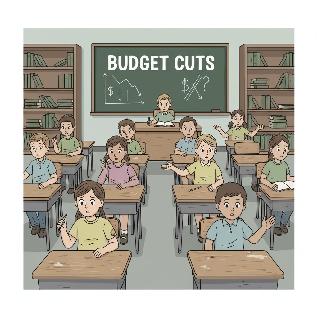 Students in a classroom affected by school bond subsidy and education funding issues