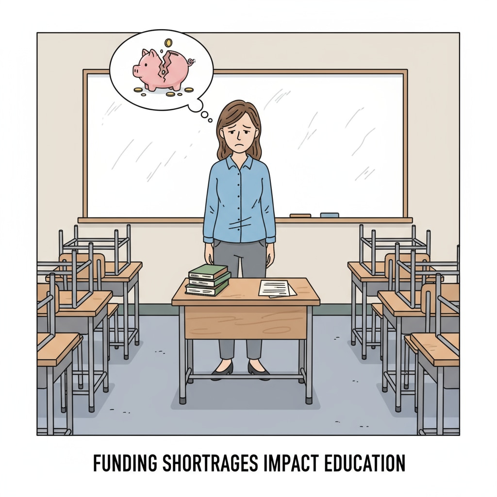 Teacher in an underfunded classroom highlighting education funding problems