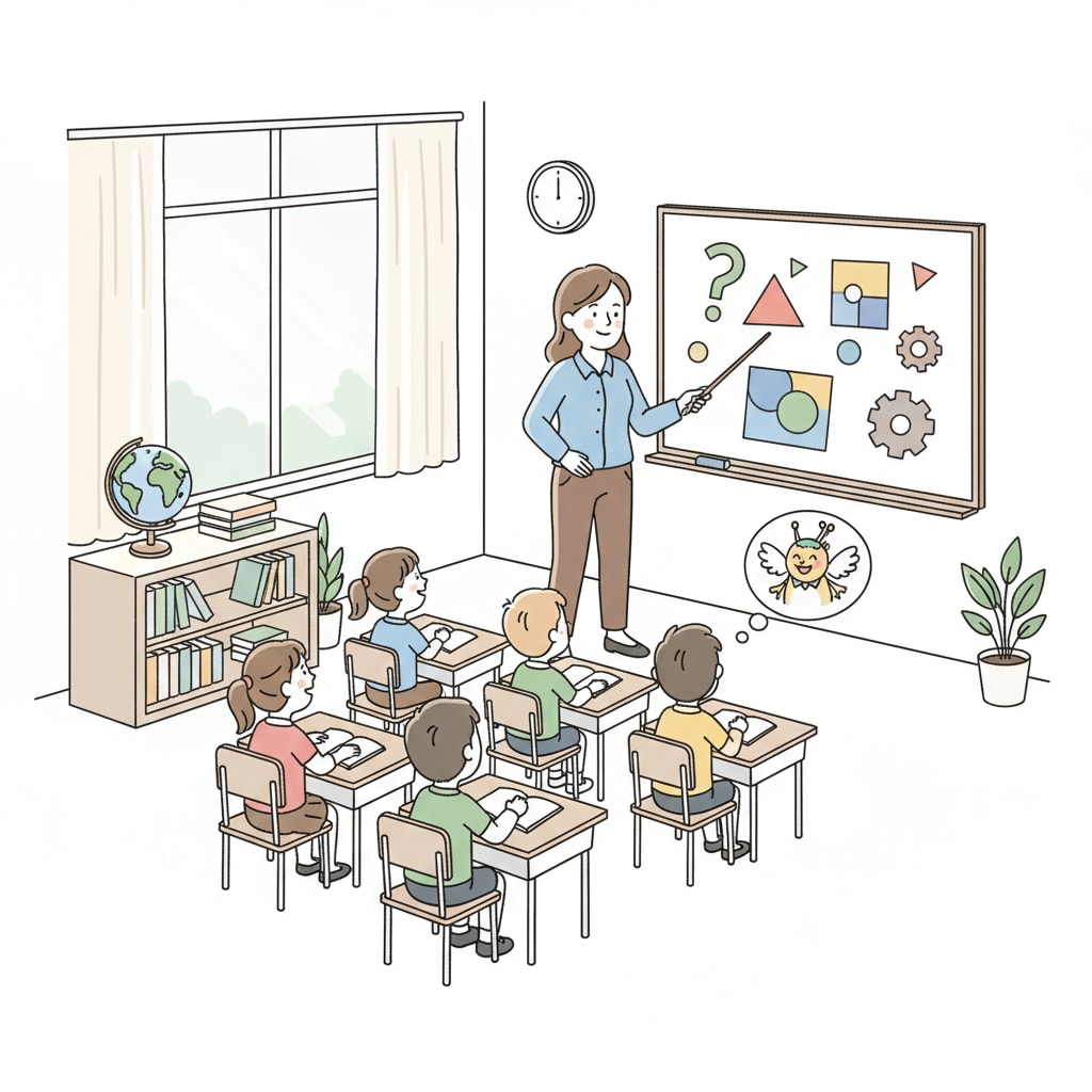 Classroom scene showing the disconnection between school education and real life, related to real challenges, school education, and coping abilities.