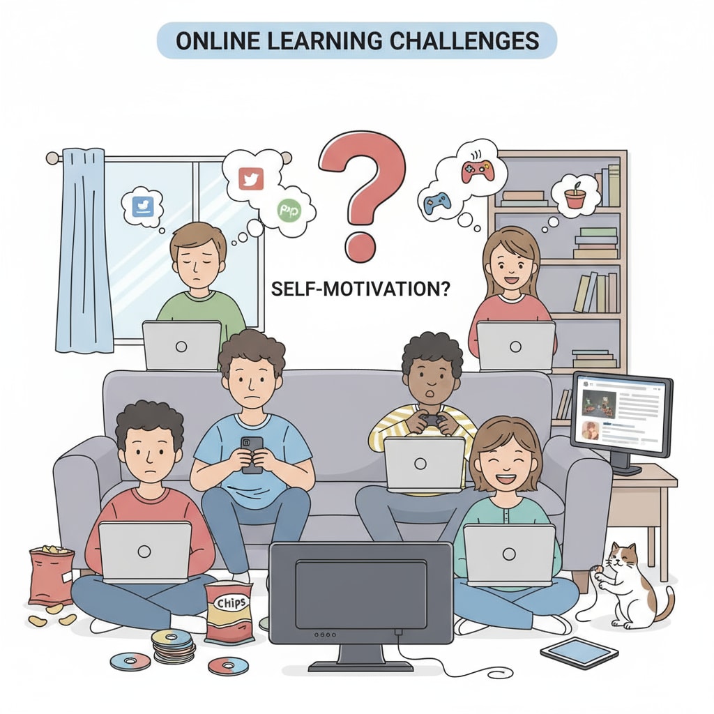 Students showing signs of lack of self-motivation during an online class related to online degrees, self-motivation, and FOMO