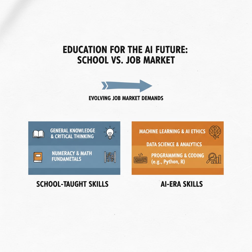 Graph highlighting the skills gap between school education and AI-driven job market