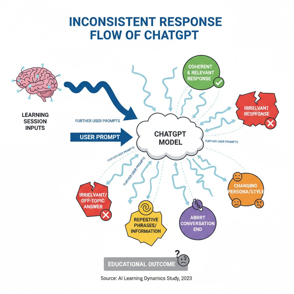 Graph depicting the lack of dialogue coherence in ChatGPT's responses for K12 learning