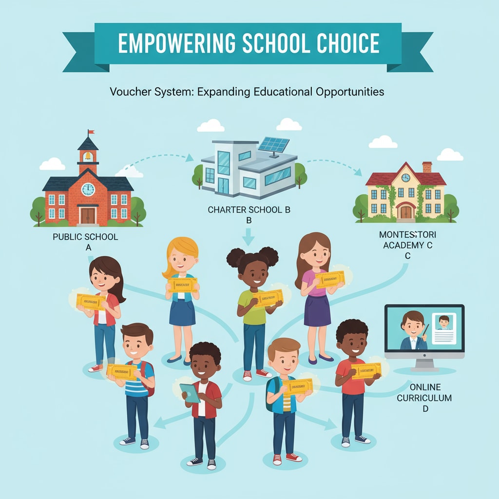 Students exploring school options with vouchers, representing school choice in the education system.