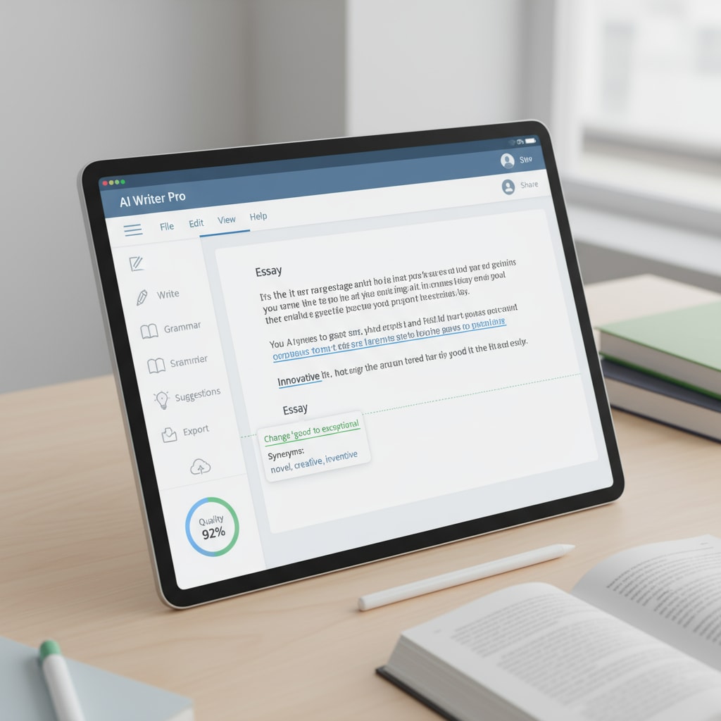 Interface of an AI learning tool for writing, representing educational applications and learning assistance