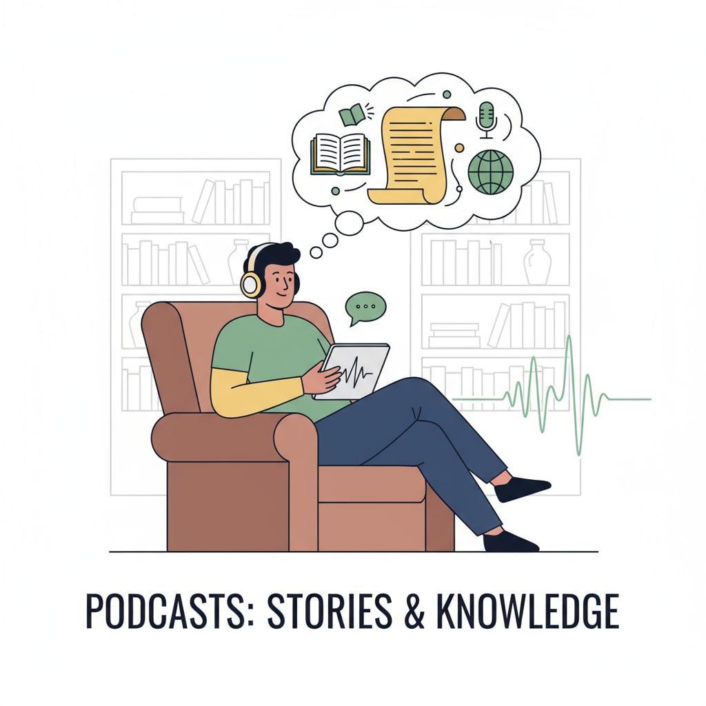 A person wearing headphones listening to a podcast, relevant to teachers, podcasts, and gratitude