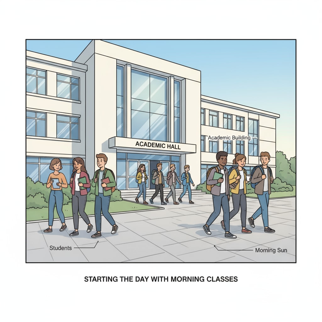 Students attending morning classes for college course time arrangement
