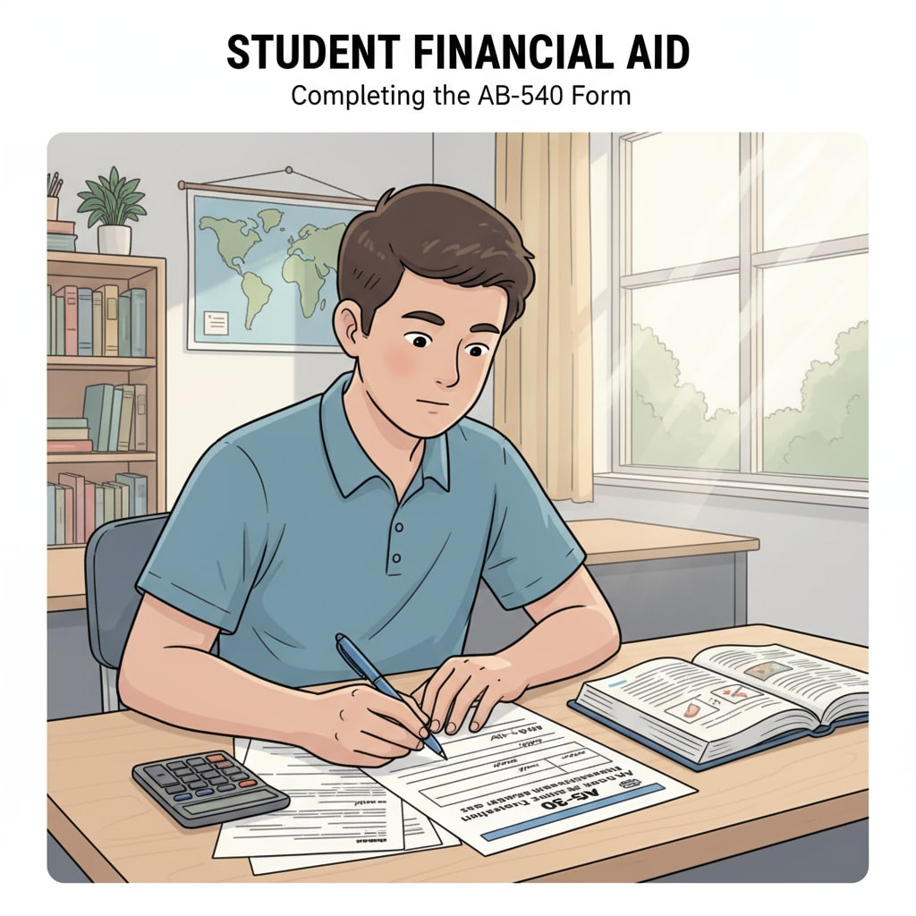 A student filling out the AB-540 form for California community college tuition appeal