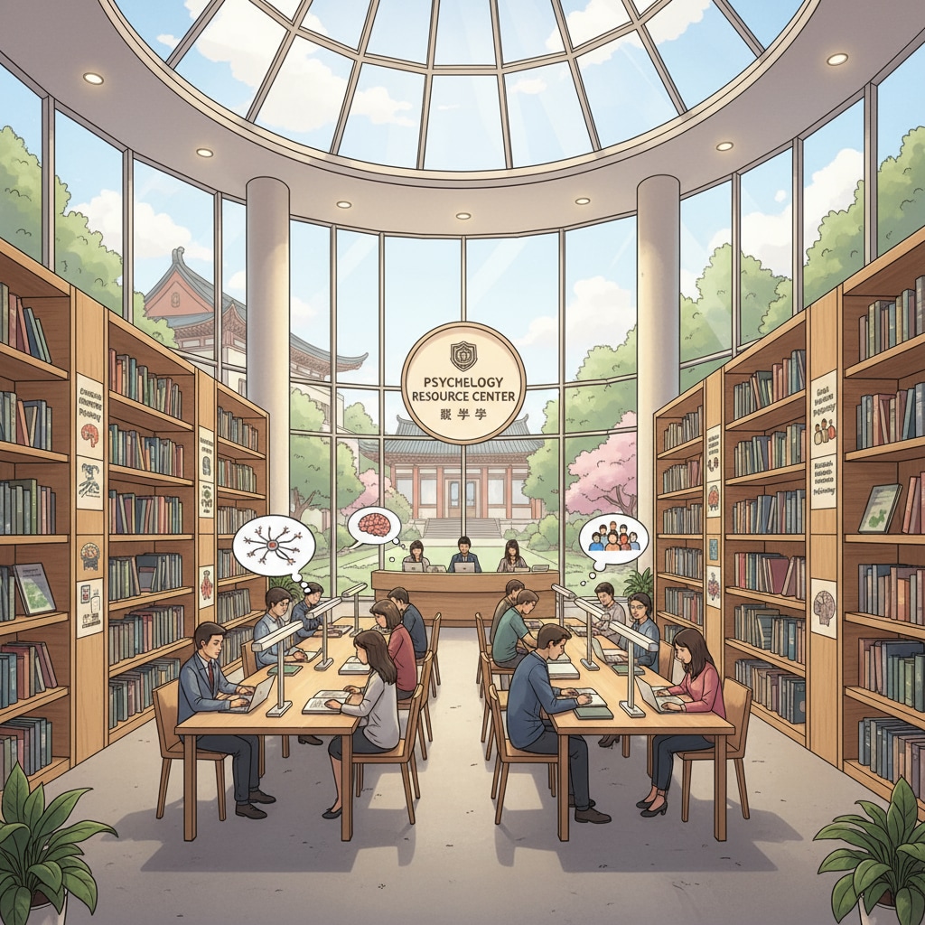 Library in an Asian university with psychology resources for transgender students interested in study abroad