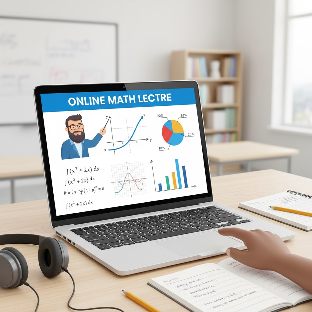 A high school student using an online resource to learn math skills for standardized tests