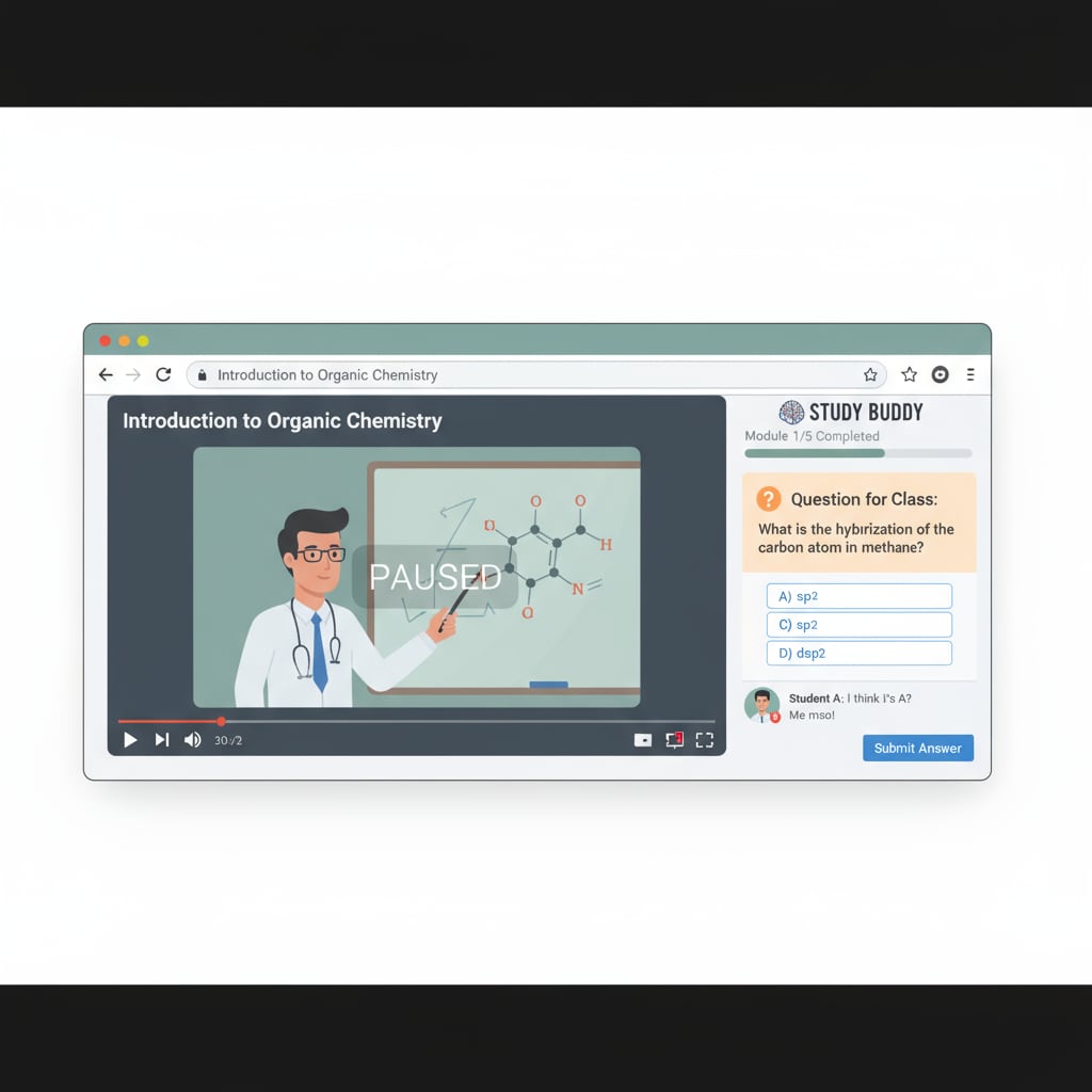 Screenshot of the browser extension interface for K12 online video learning to manage attention.