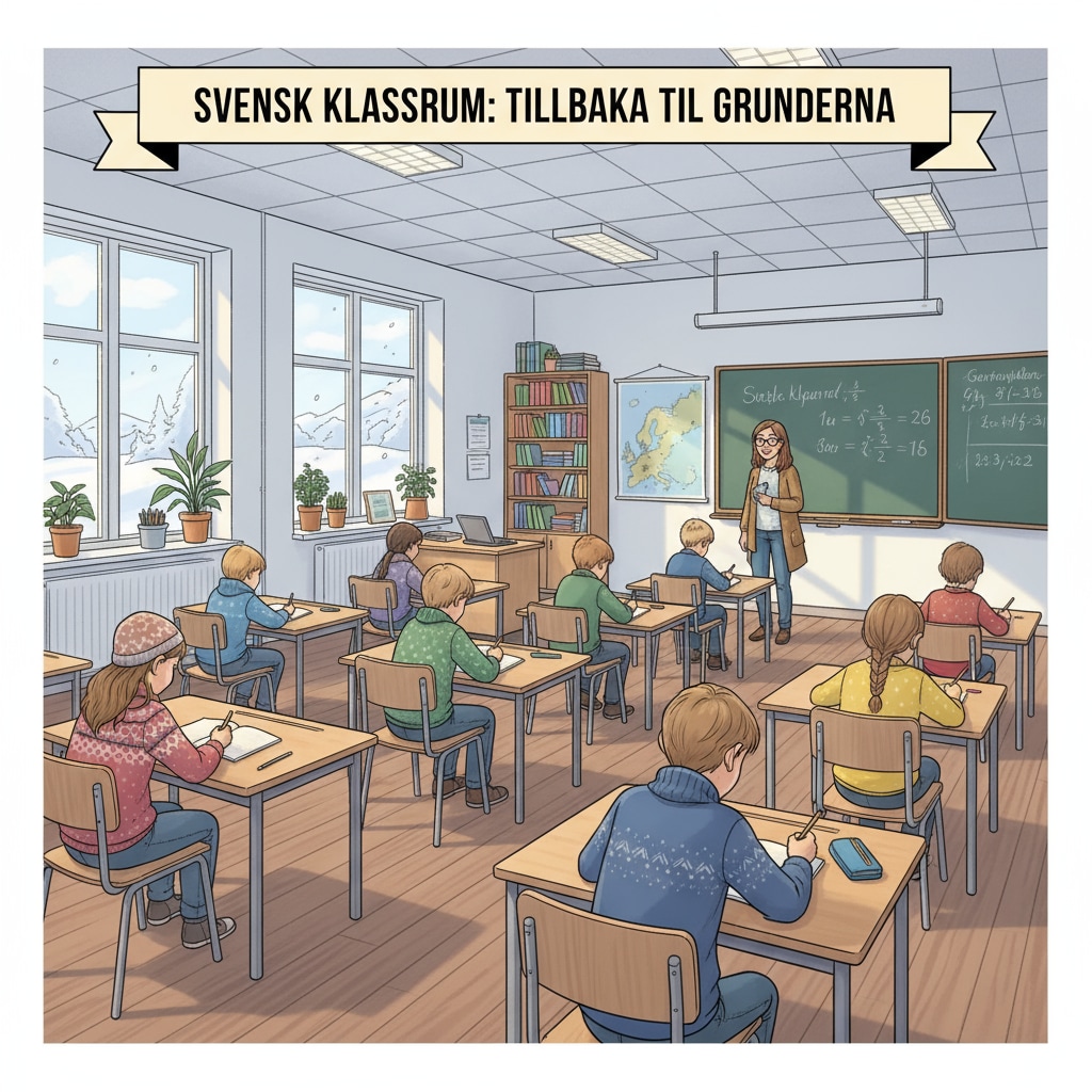 Swedish education system's shift to traditional pen-and-paper learning in a classroom
