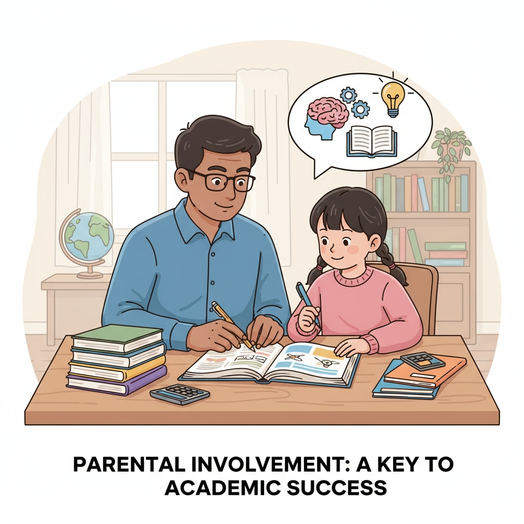 A parent and child are sitting at a table, with the parent helping the child with schoolwork, demonstrating parental involvement. Parent-child study scene associated with child tax credit, student performance, and parental responsibility