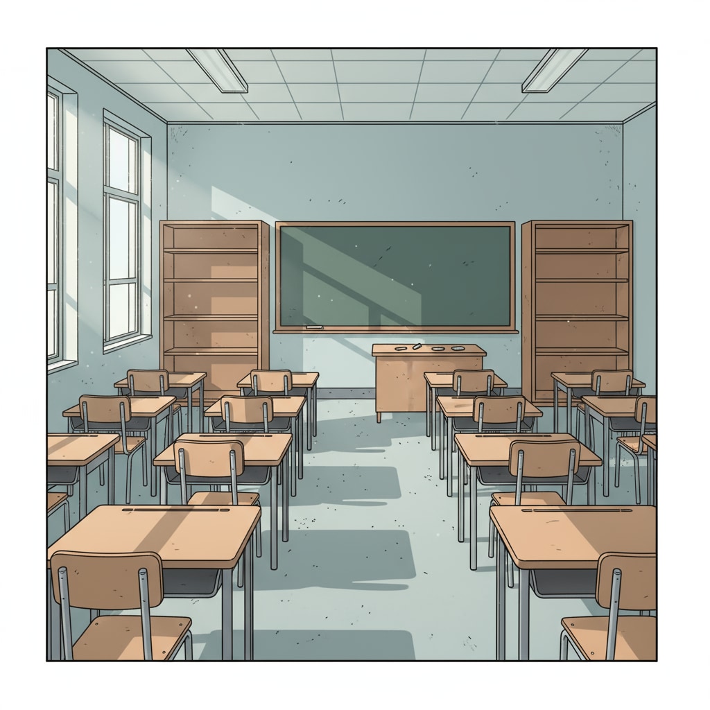 A classroom scene highlighting the shortage of resources due to misallocation of education funds related to school bonds and OSCIM grants