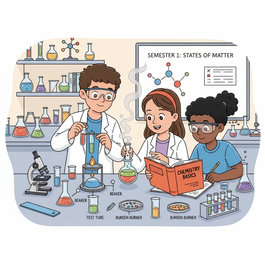 K12 students conducting a science experiment in a semester system class