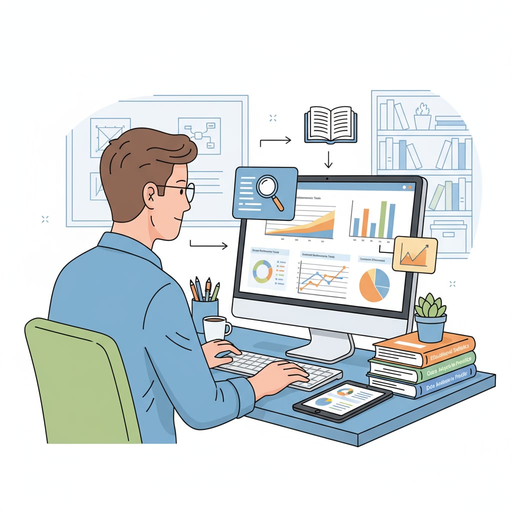 Person analyzing data for non-teaching education role