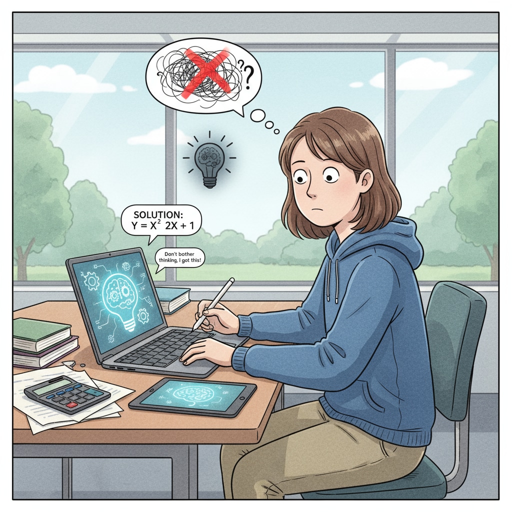 A student relying on AI instead of independent thinking in a higher education setting