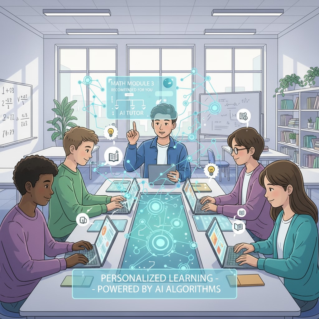 Students using AI for personalized learning in a higher education environment
