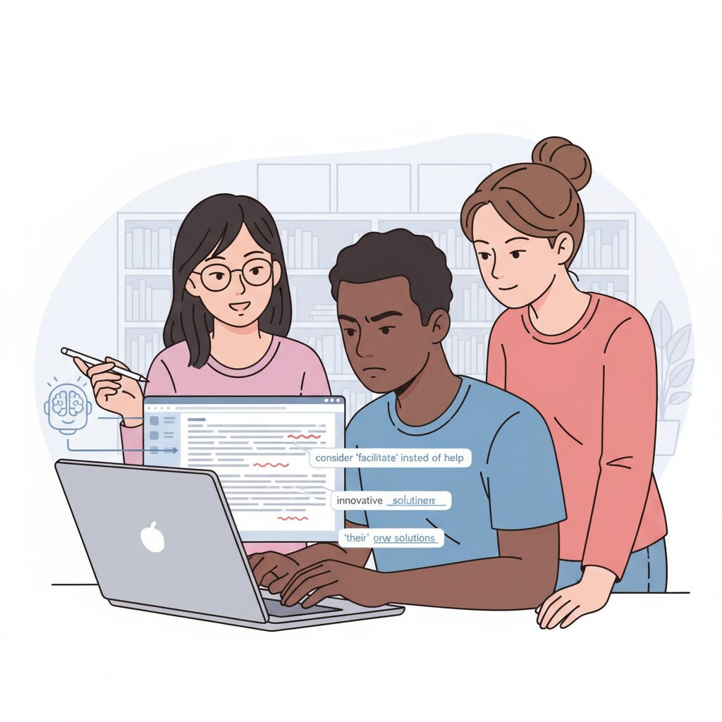 Students using an AI writing tool for learning assistance in education